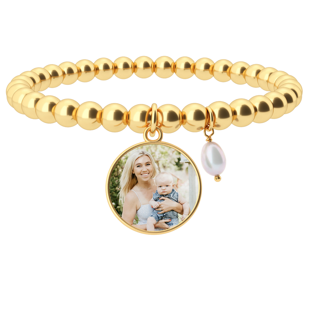 Pulsera con foto personalizada Diana Charm - Oro / Perla