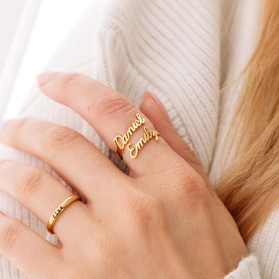 Doppelter Namensring • Zwei Namensring • Geschenk für den besten Freund