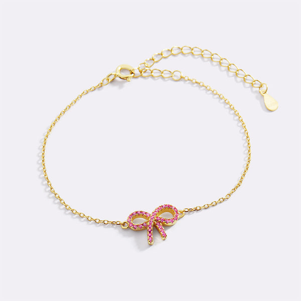 Pink Pave Bow Bracelet – Mint & Lily display picture 3