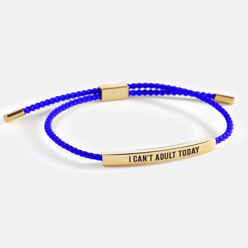 I Can't Adult Today Inspire Bracelet - Gold / Royal Blue