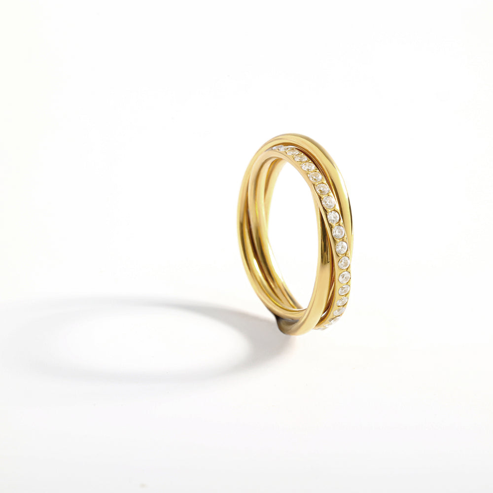 Crystal Interlocking Fidget Ring - Gold / 7