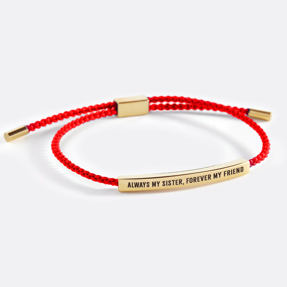 Always My Sister, Forever My Friend Inspire Bracelet - Gold / Lucky Red / Standard