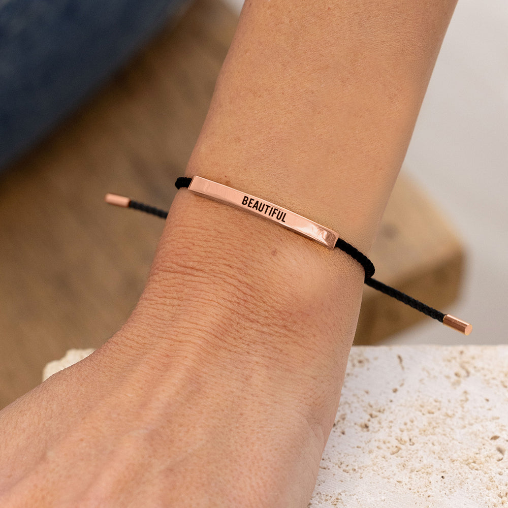 Beautiful Inspire Bracelet - 18k Rose Gold Plated / Midnight Black / Standard