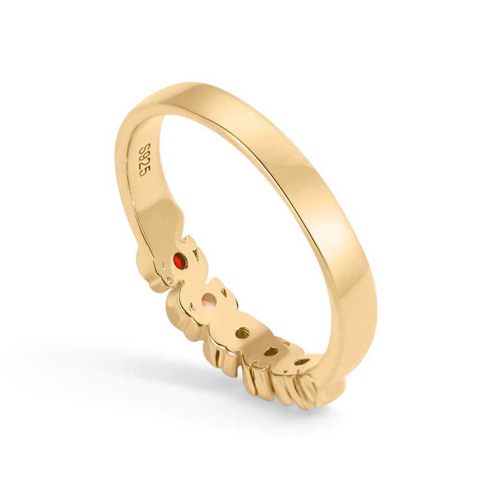 Personalized Wave Birthstones Ring - 18k Gold Over Sterling Silver / 5