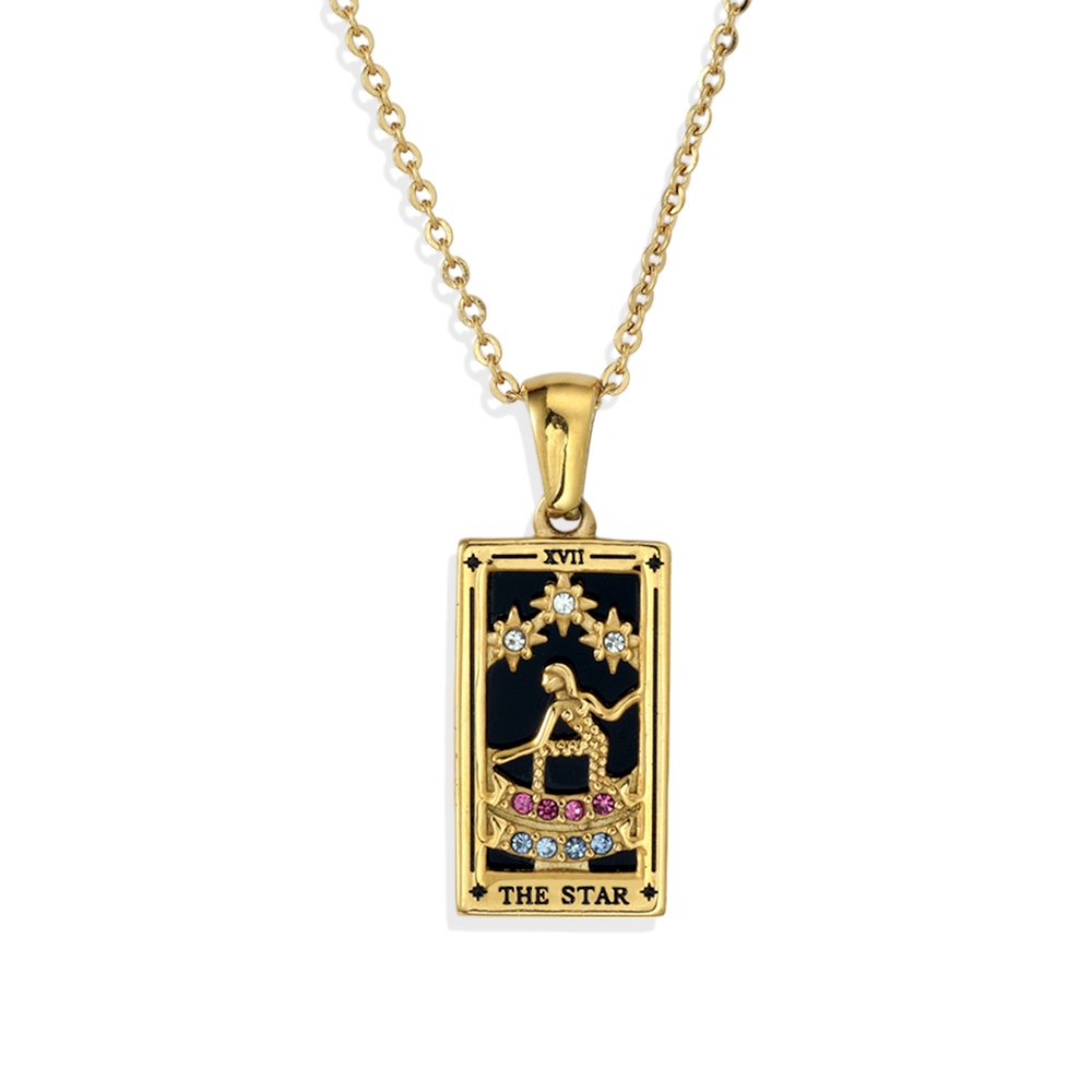 Tarot Card Necklace - The Star / Gold