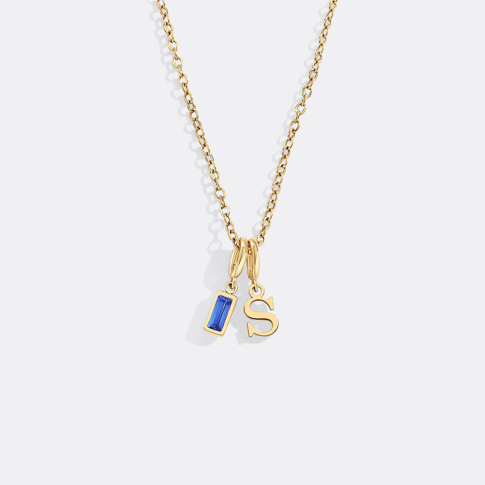 Minimalist Initial Necklace with Birthstone Charm – Mint & Lily