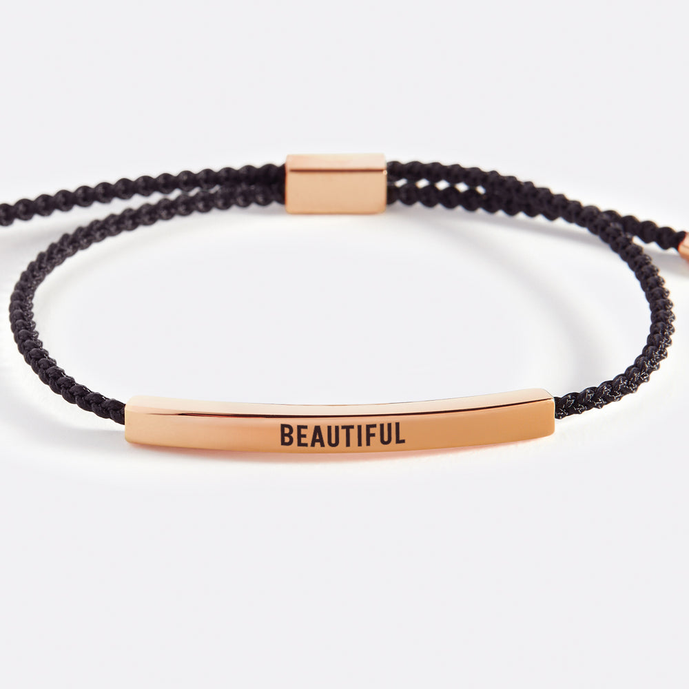 Beautiful Inspire Bracelet - 18k Rose Gold Plated / Midnight Black / Standard