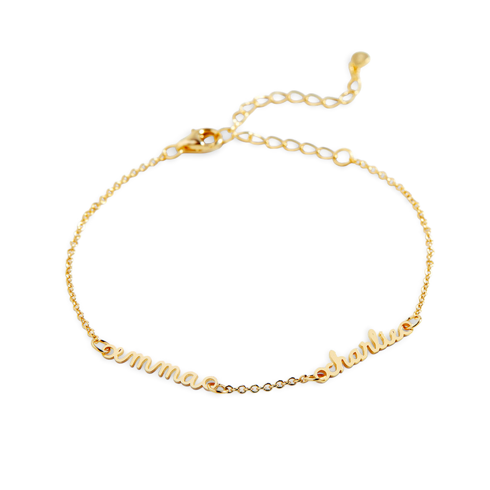 Stella Dainty Multiple Name Bracelet - 18k Gold Plated / 7" + 1" / 2