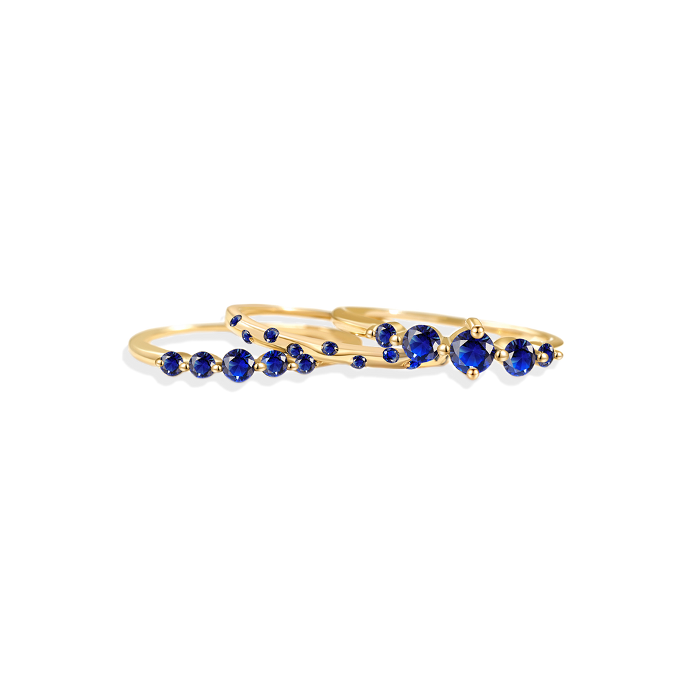 Birthstone Stacking Ring Set - September Sapphire / 5