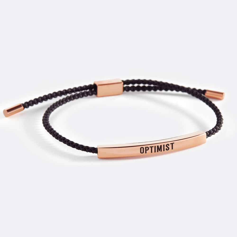 Optimist Inspire Bracelet - 18k Rose Gold Plated / Midnight Black / Personalized