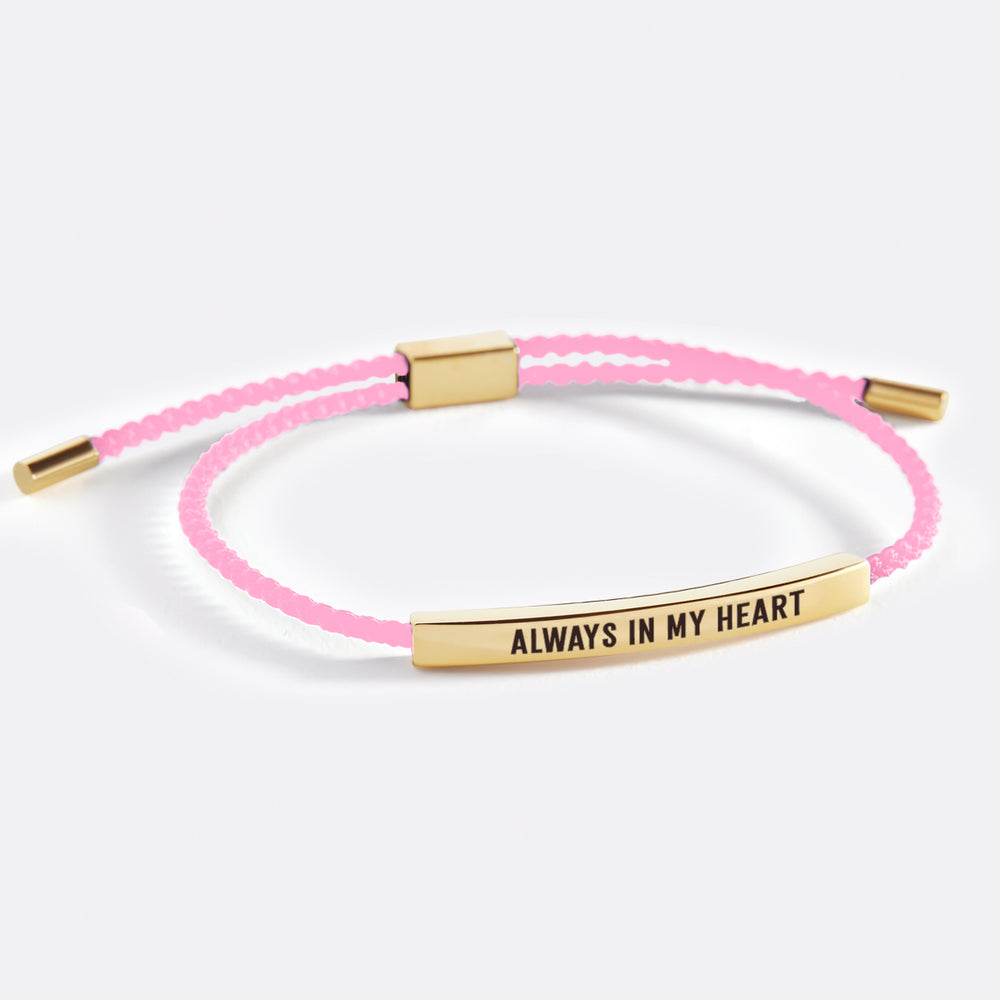 Always In My Heart Inspire Bracelet - Gold / Pink / Personalized