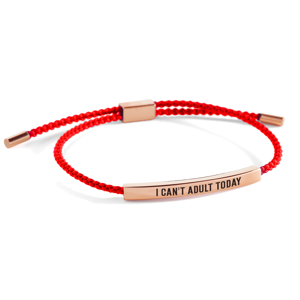 I Can't Adult Today Inspire Bracelet - 18k Rose Gold Plated / Lucky Red