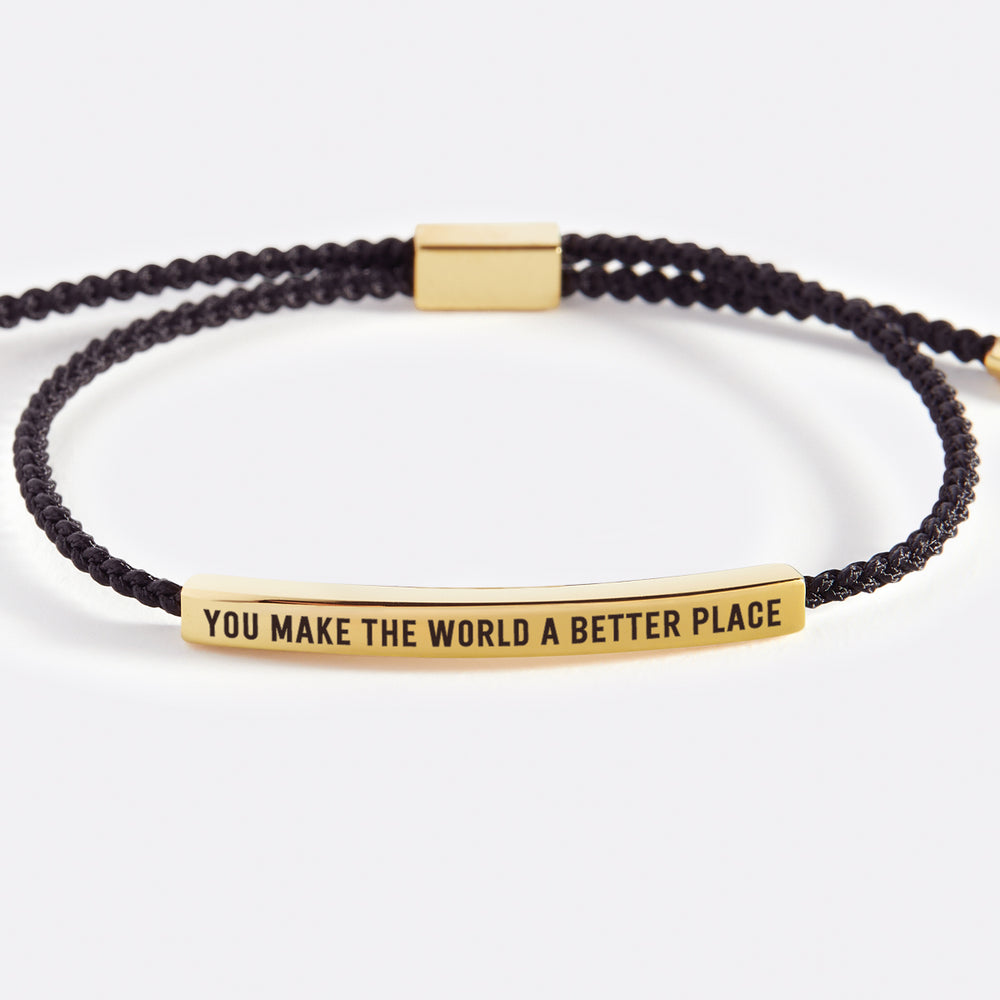 You Make The World A Better Place Inspire Bracelet - Gold / Royal Blue / Standard
