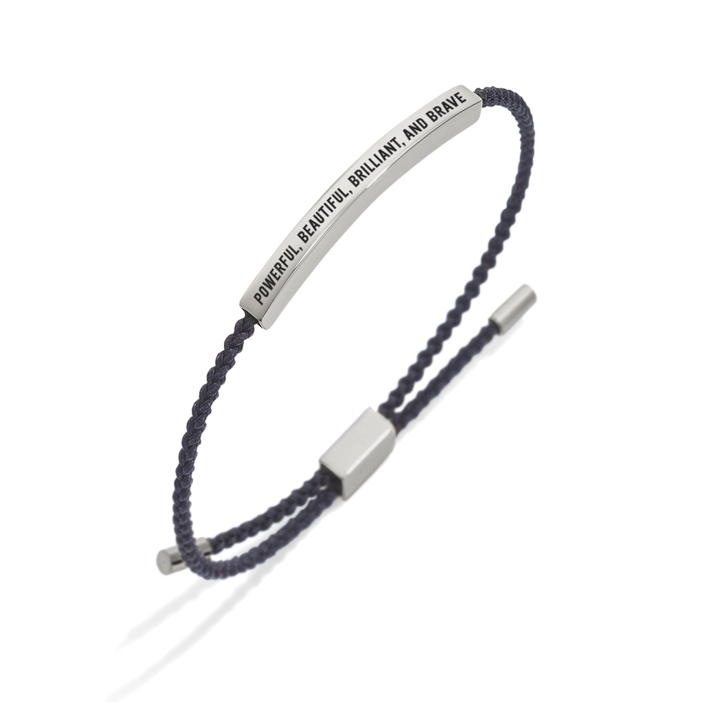 Powerful, Beautiful, Brilliant, and Brave Inspire Bracelet - Silver / Midnight Black / Standard