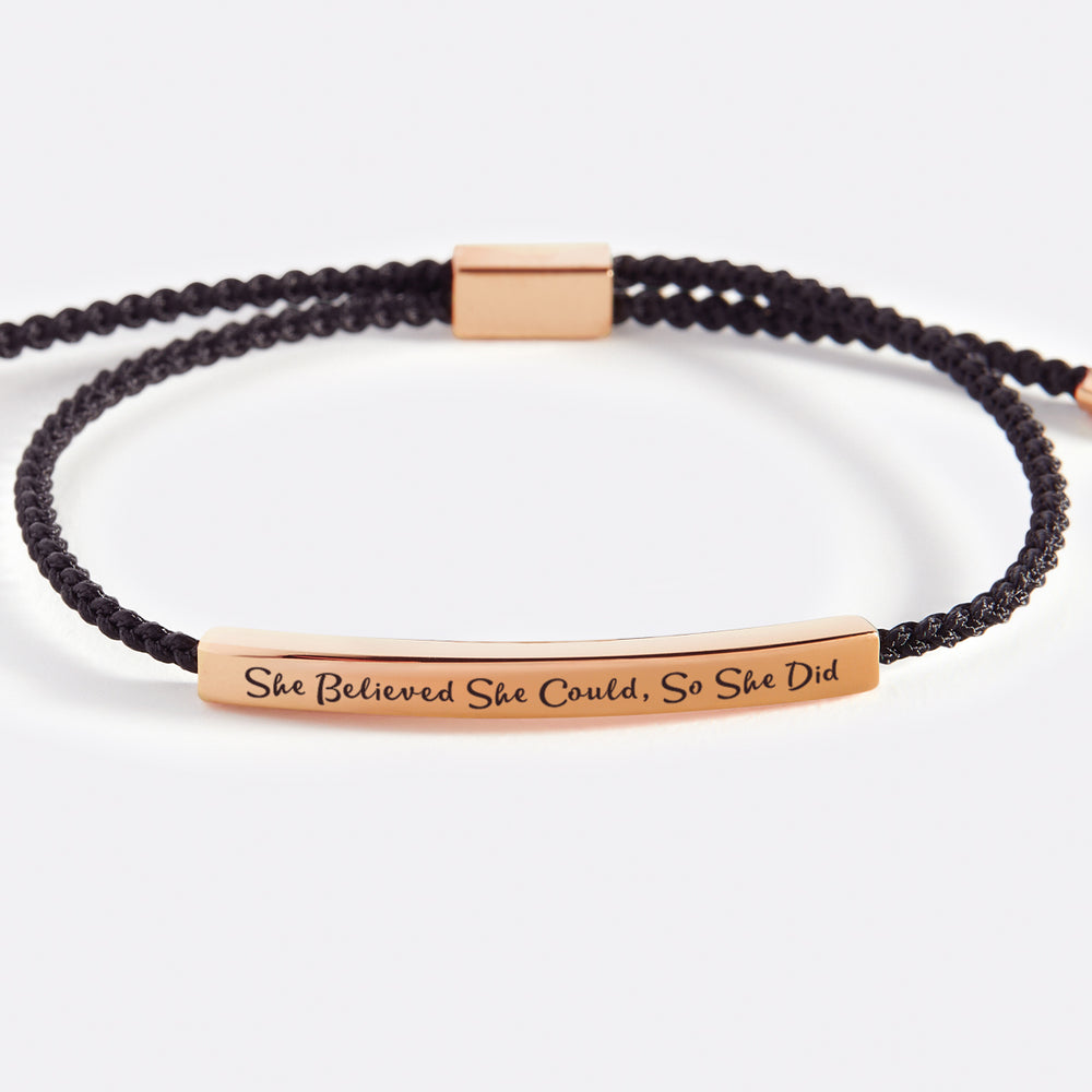 She Believed She Could, So She Did Inspire Bracelet - 18k Rose Gold Plated / Pink