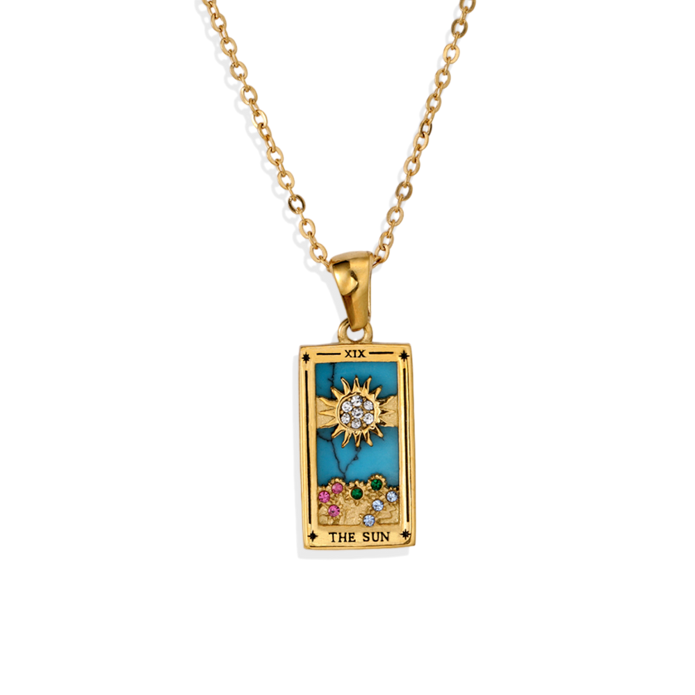 Tarot Card Necklace - The Sun / Gold