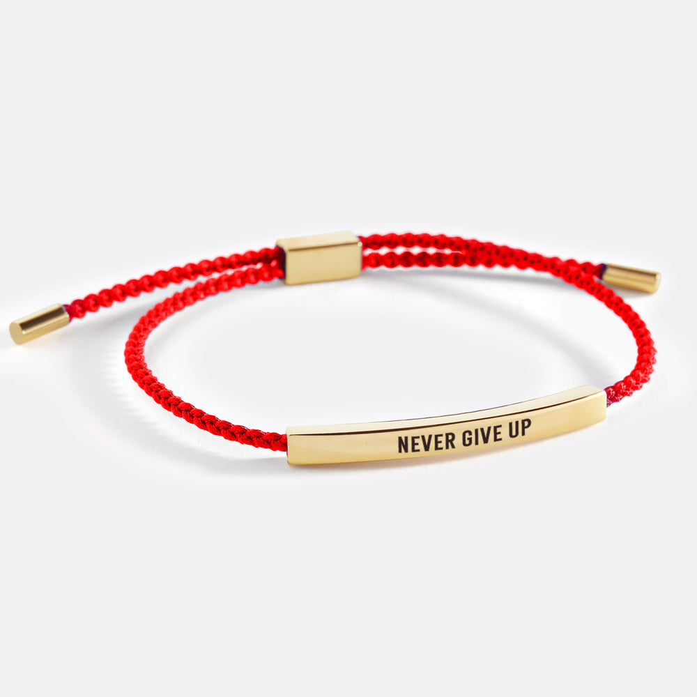 Never Give Up Inspire Bracelet - Gold / Lucky Red / Standard