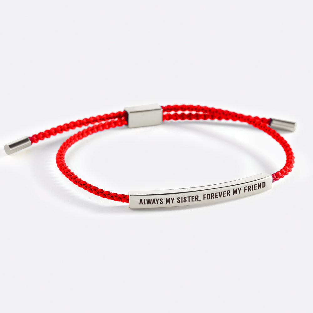 Always My Sister, Forever My Friend Inspire Bracelet - Silver / Lucky Red / Personalized