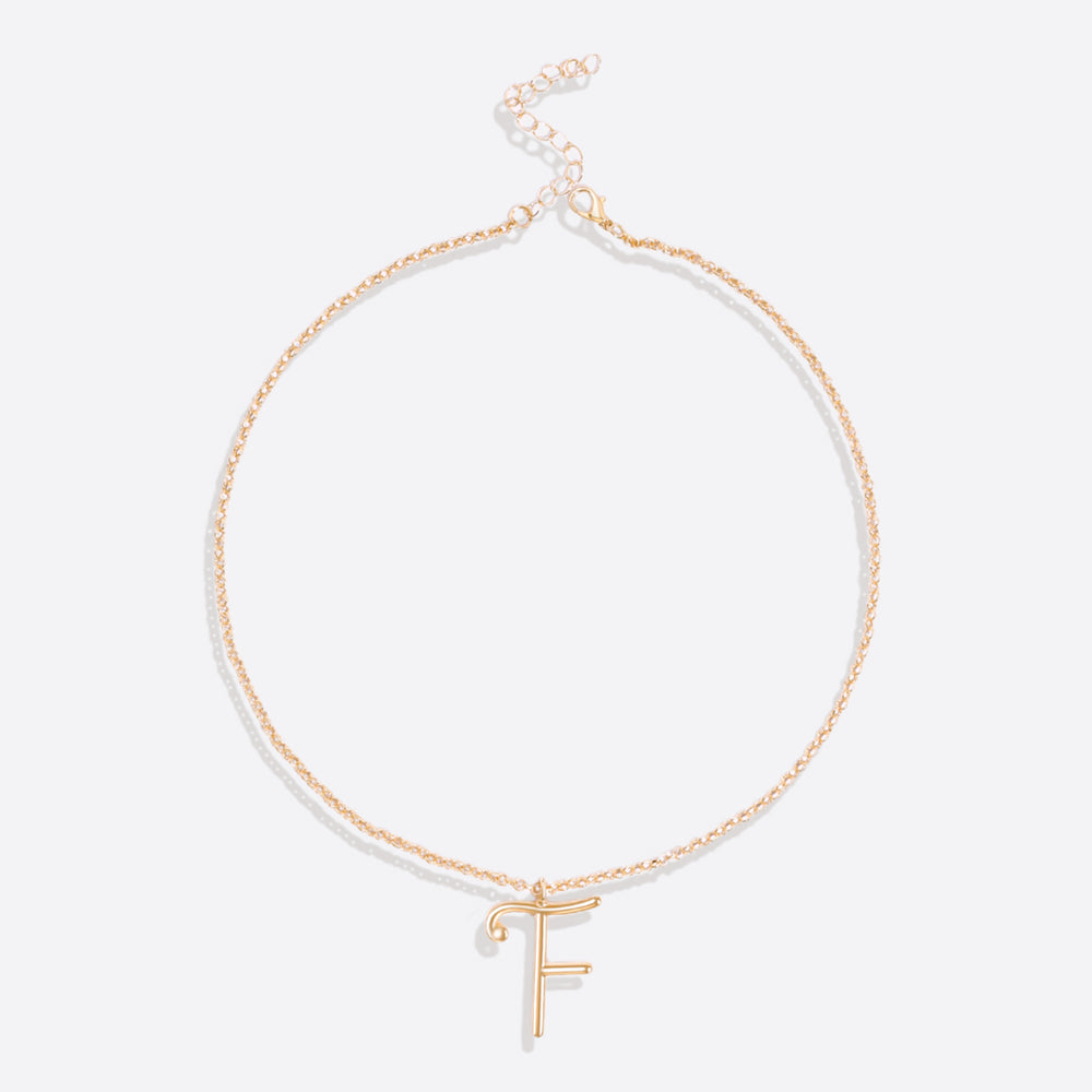 Flow Script Initial Necklace - 18k Gold Plated / A