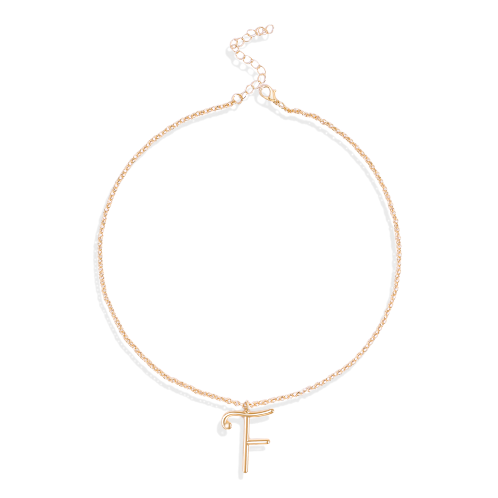 Flow Script Initial Necklace - 18k Gold Plated / A