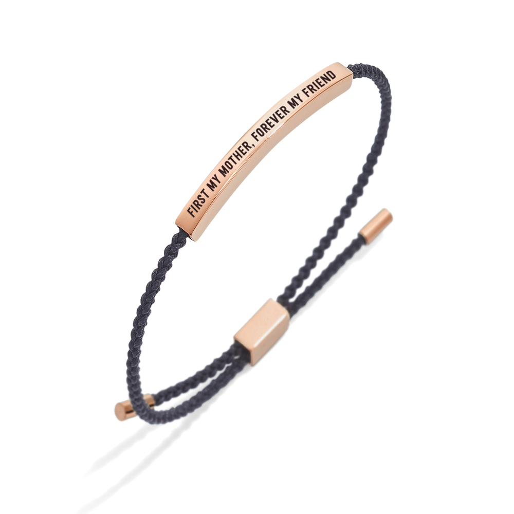 First My Mother, Forever My Friend Inspire Bracelet - 18k Rose Gold Plated / Royal Blue / Standard
