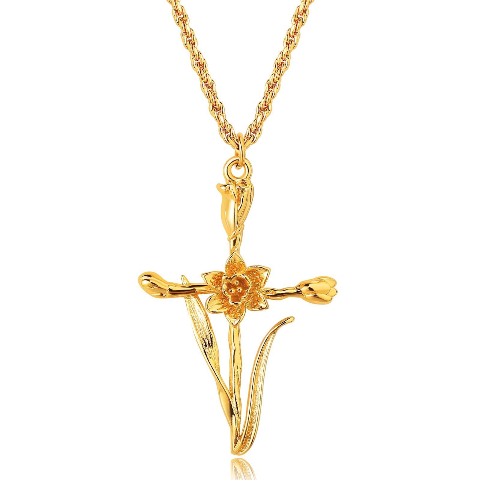 アクセサリー Venedacarter Small Flower Cross Pendant Venedacarter Small Flower Cross Pendant Fancy Diamonds Flower