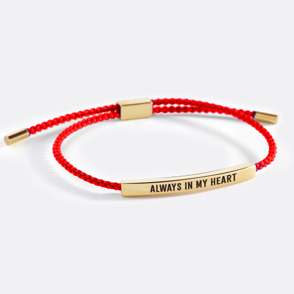 Always In My Heart Inspire Bracelet - Gold / Lucky Red / Personalized