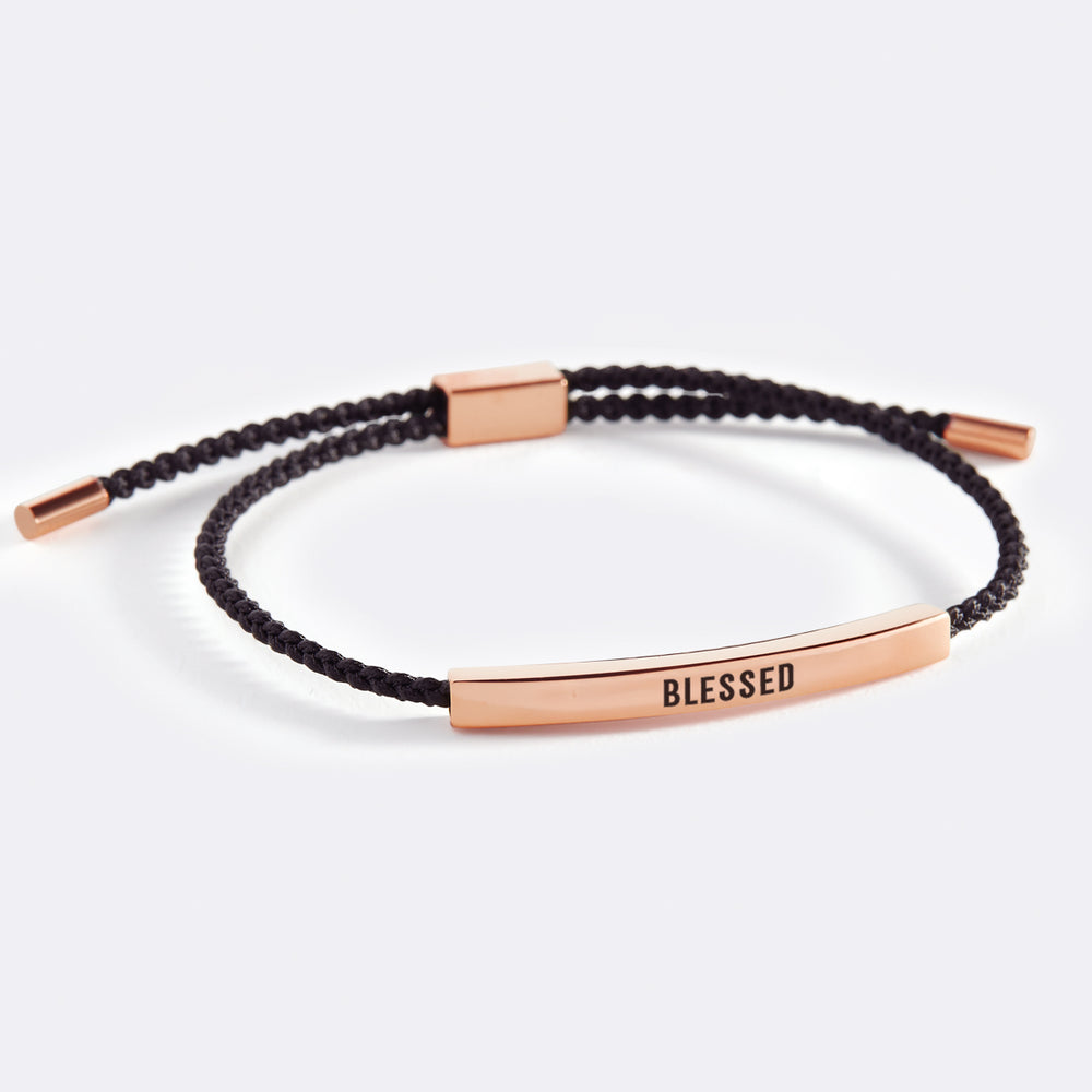 Blessed Inspire Bracelet - 18k Rose Gold Plated / Midnight Black / Standard