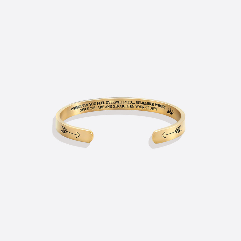 Remember Who You Are and Straighten Your Crown Cuff Bracelet - Niece / Gold / Personalized