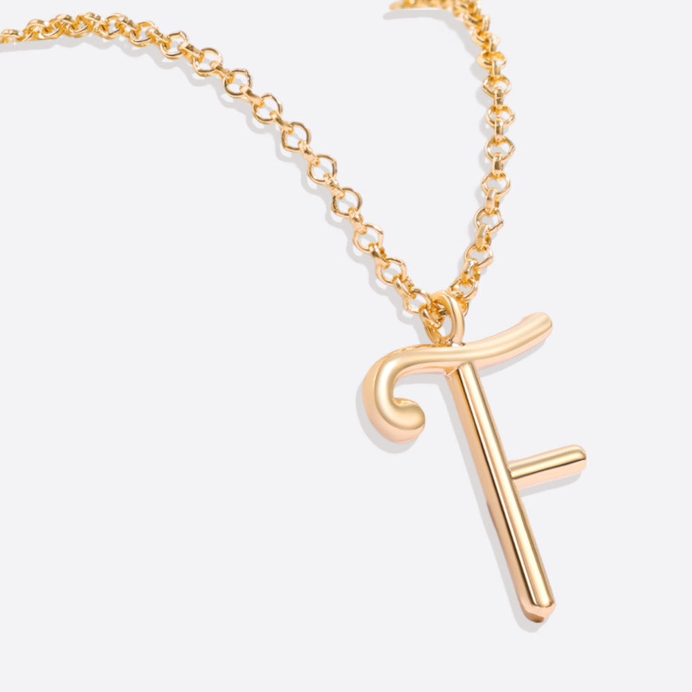 Flow Script Initial Necklace - 18k Gold Plated / A