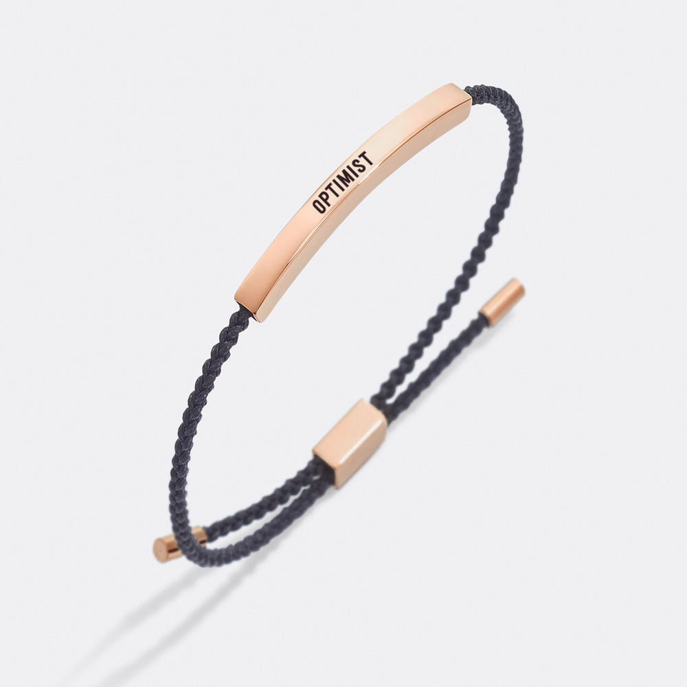 Optimist Inspire Bracelet - 18k Rose Gold Plated / Midnight Black / Personalized
