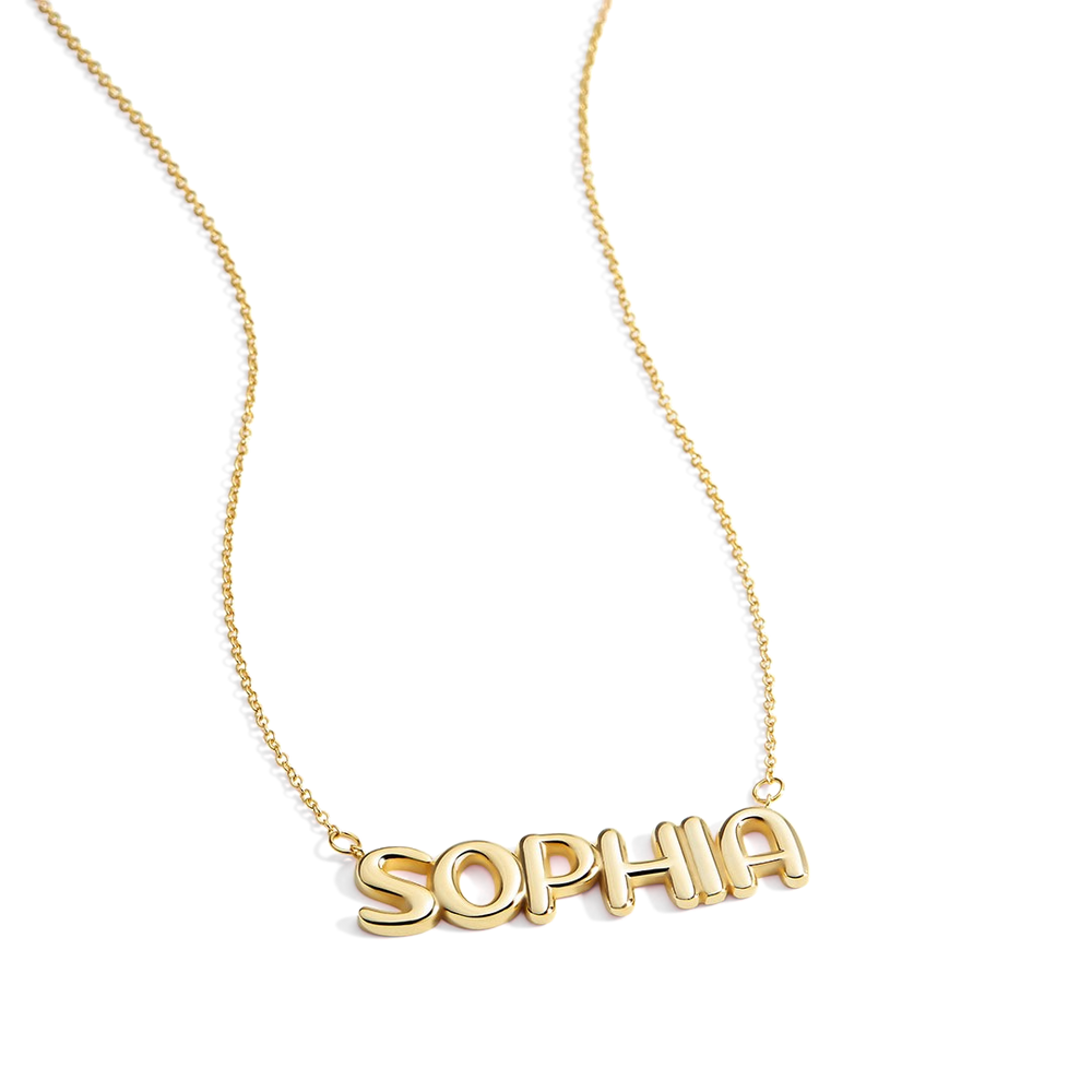 Balloon Name Necklace - Gold / 16" + 2"