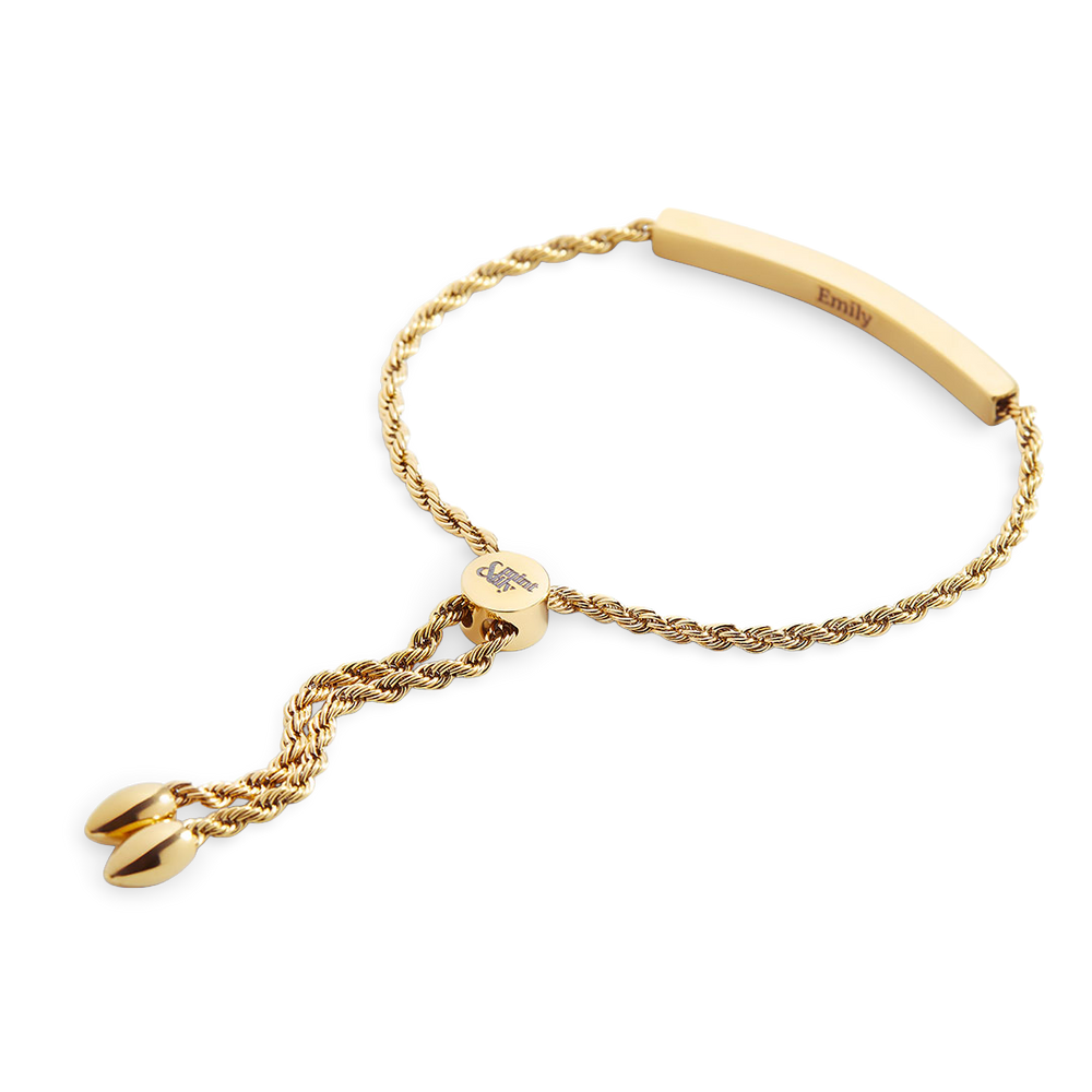 Personalized Bar Chain Bracelet - 18k Gold Plated