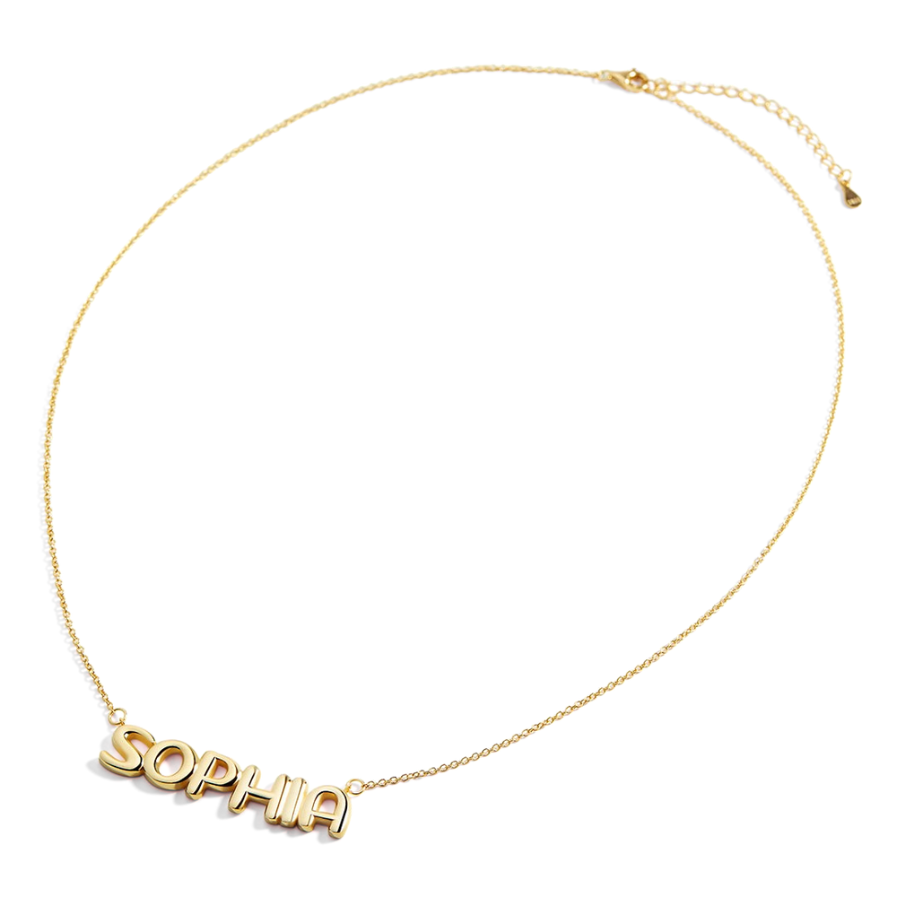 Balloon Name Necklace - Gold / 16" + 2"