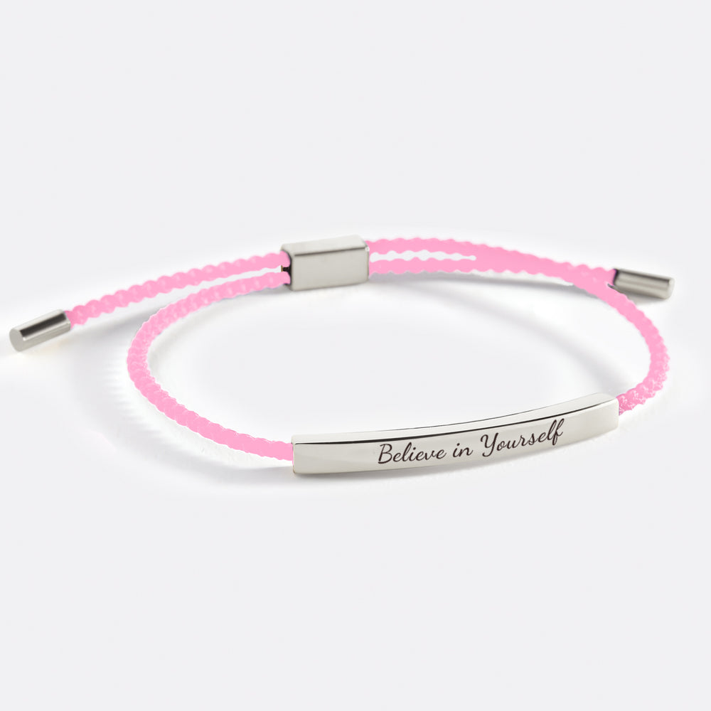 Believe in Yourself Inspire Bracelet - Silver / Pink