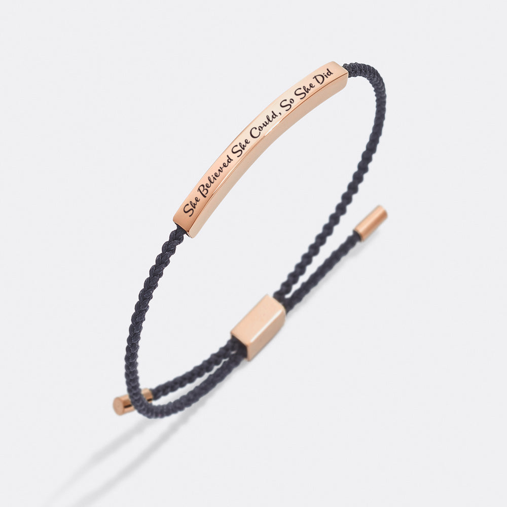 She Believed She Could, So She Did Inspire Bracelet - 18k Rose Gold Plated / Pink