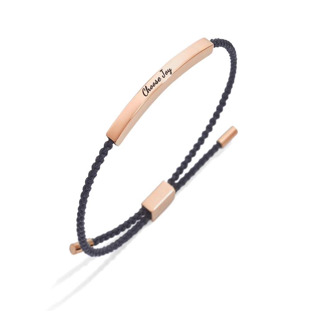 Choose Joy Inspire Bracelet - 18k Rose Gold Plated / Midnight Black