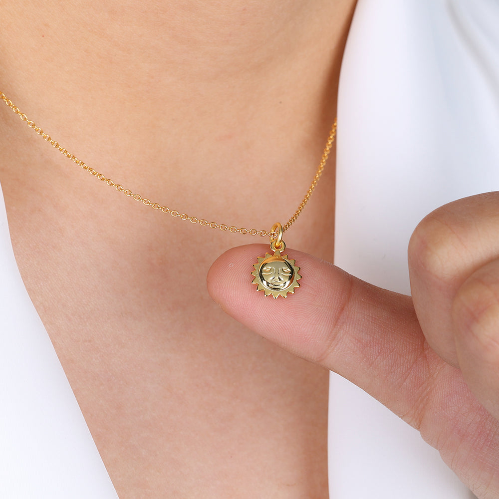 Sun Charm Pendant Necklace - 18k Gold Over Sterling Silver