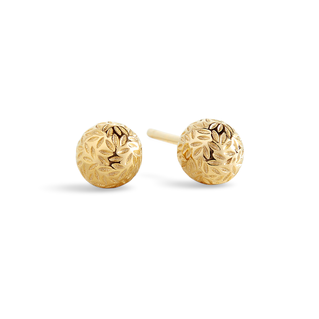 Textured Gold Ball Studs