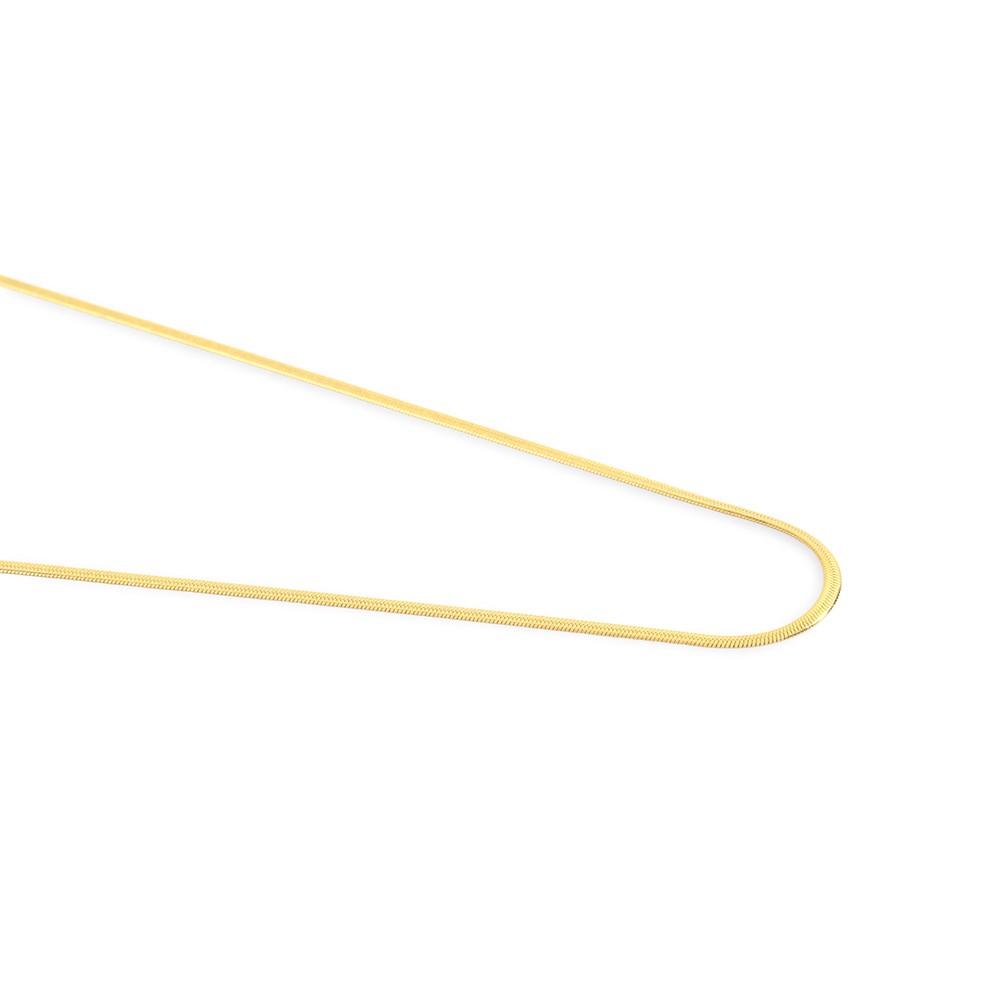 Dainty Herringbone Chain Necklace - 18k Gold Plated / 16" + 2"