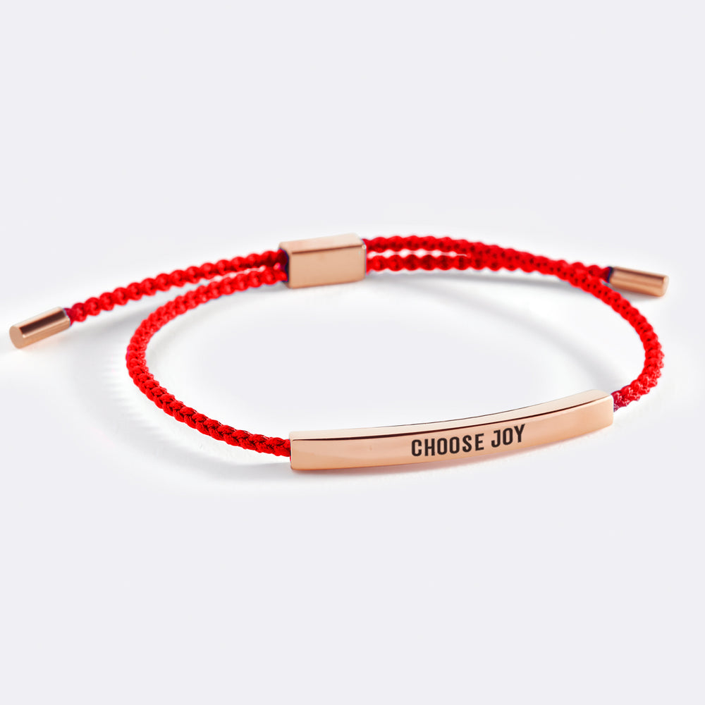 Choose Joy Inspire Bracelet - 18k Rose Gold Plated / Lucky Red / Personalized