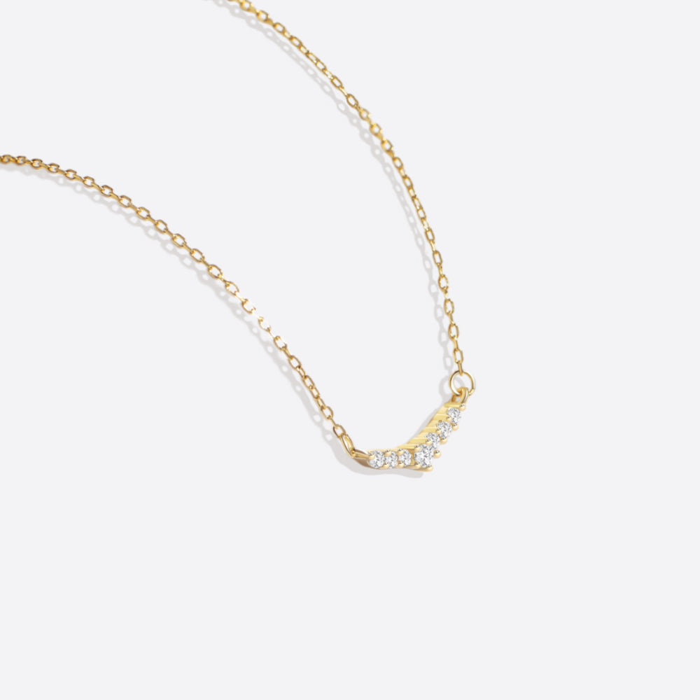 Curved Diamond Bar Necklace - 18k Gold Over Sterling Silver