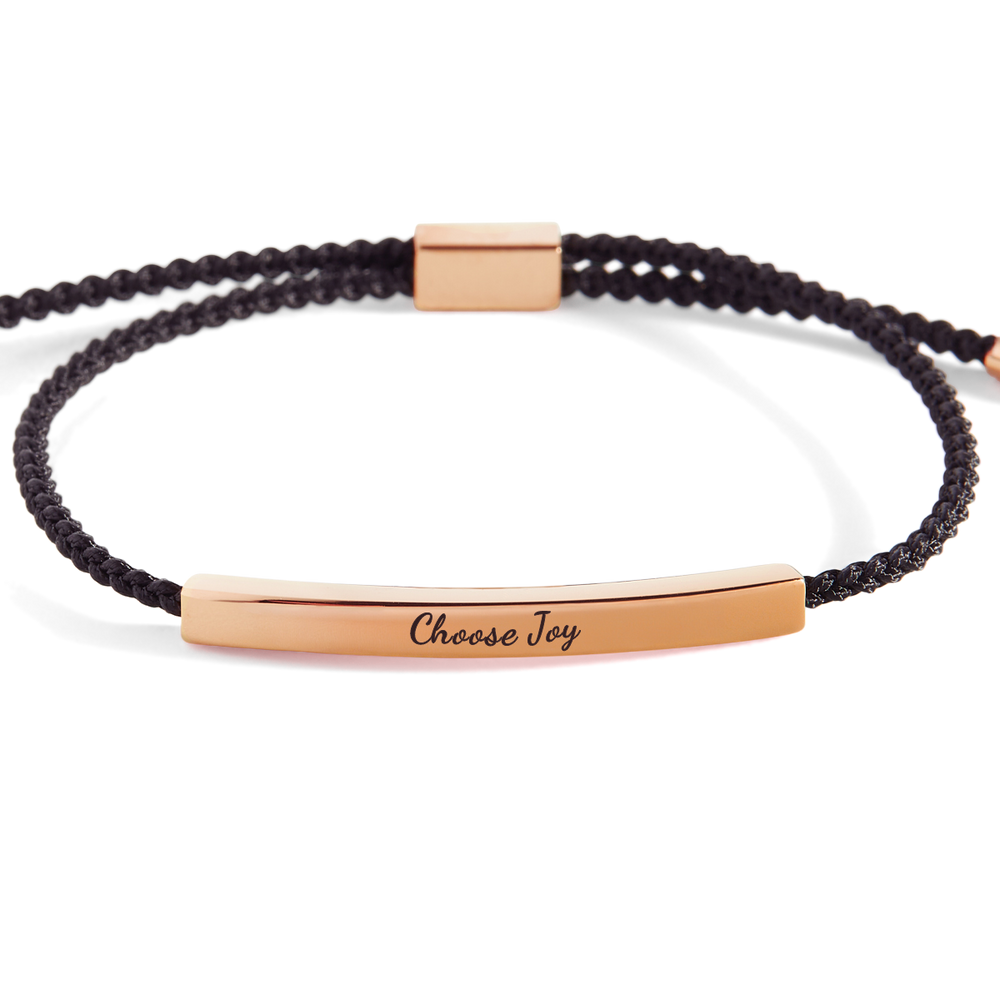 Choose Joy Inspire Bracelet - 18k Rose Gold Plated / Midnight Black