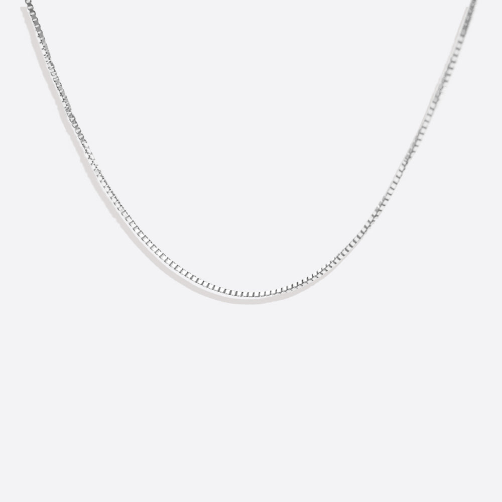 Box Chain Necklace - 925 Sterling Silver / 1mm / 16" + 2"
