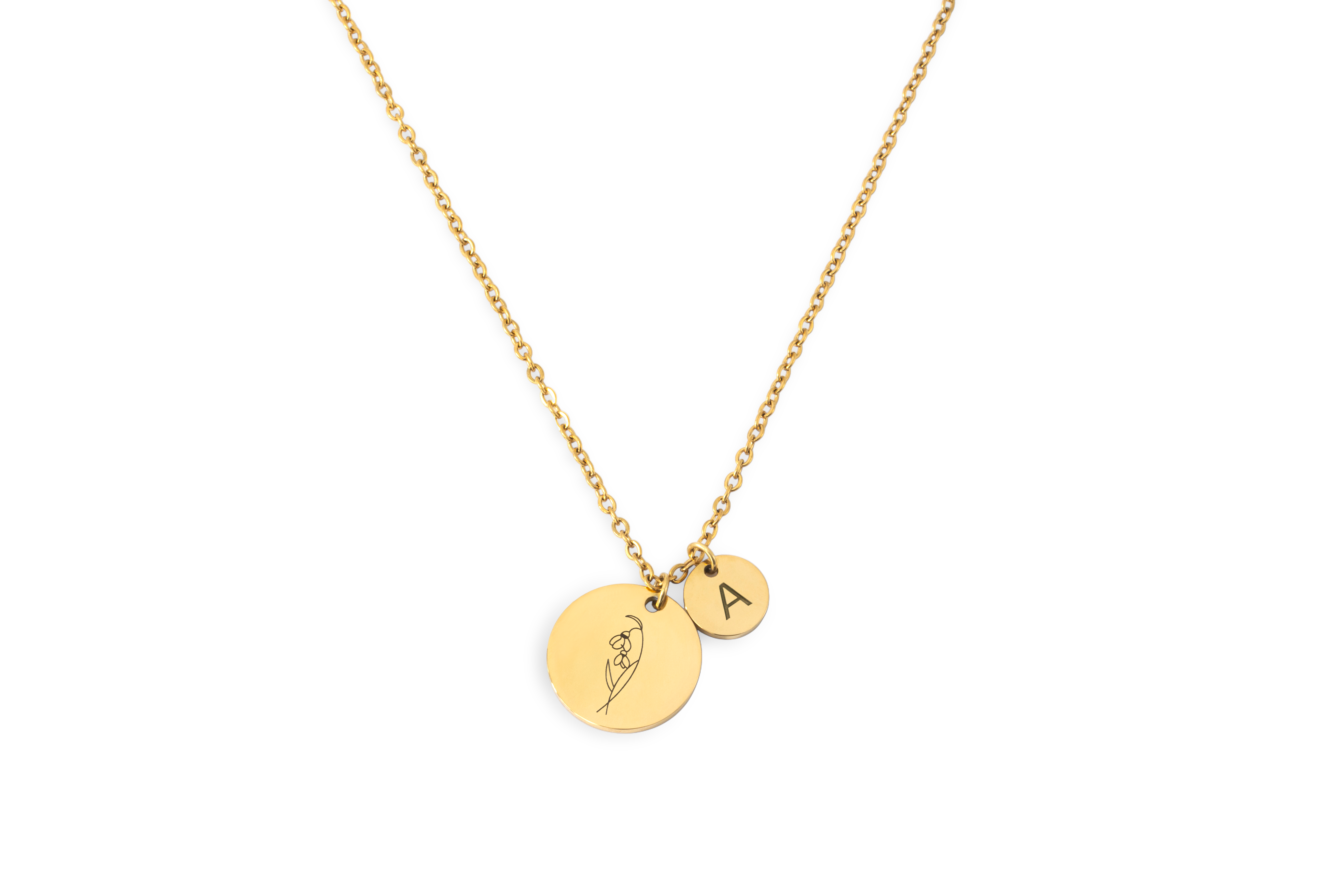 Birth Flower Initial Necklace