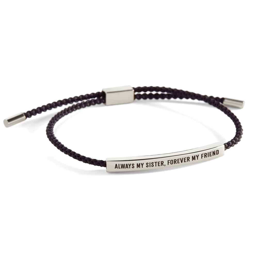 Always My Sister, Forever My Friend Inspire Bracelet - Silver / Midnight Black / Standard