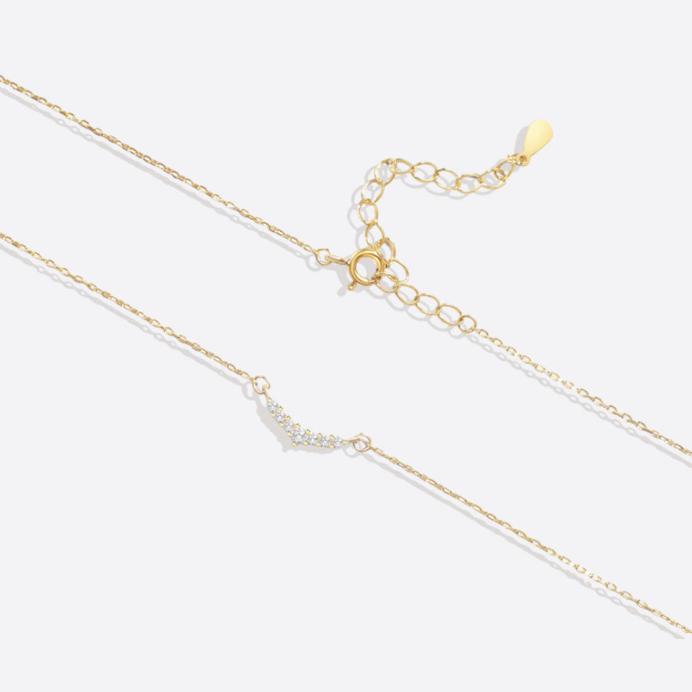 Curved Diamond Bar Necklace - 18k Gold Over Sterling Silver
