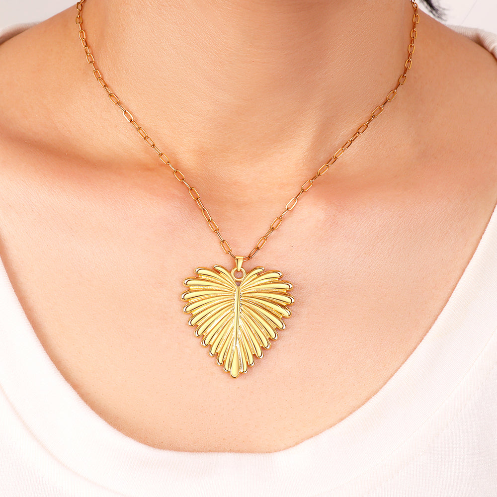Full-Heart Palm Pendant Necklace - Default Title