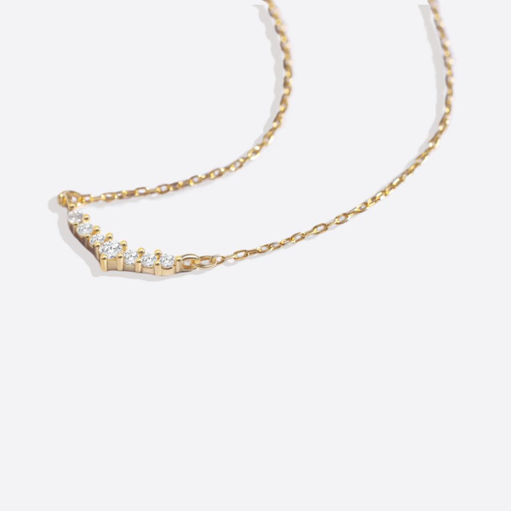 Curved Diamond Bar Necklace - 18k Gold Over Sterling Silver