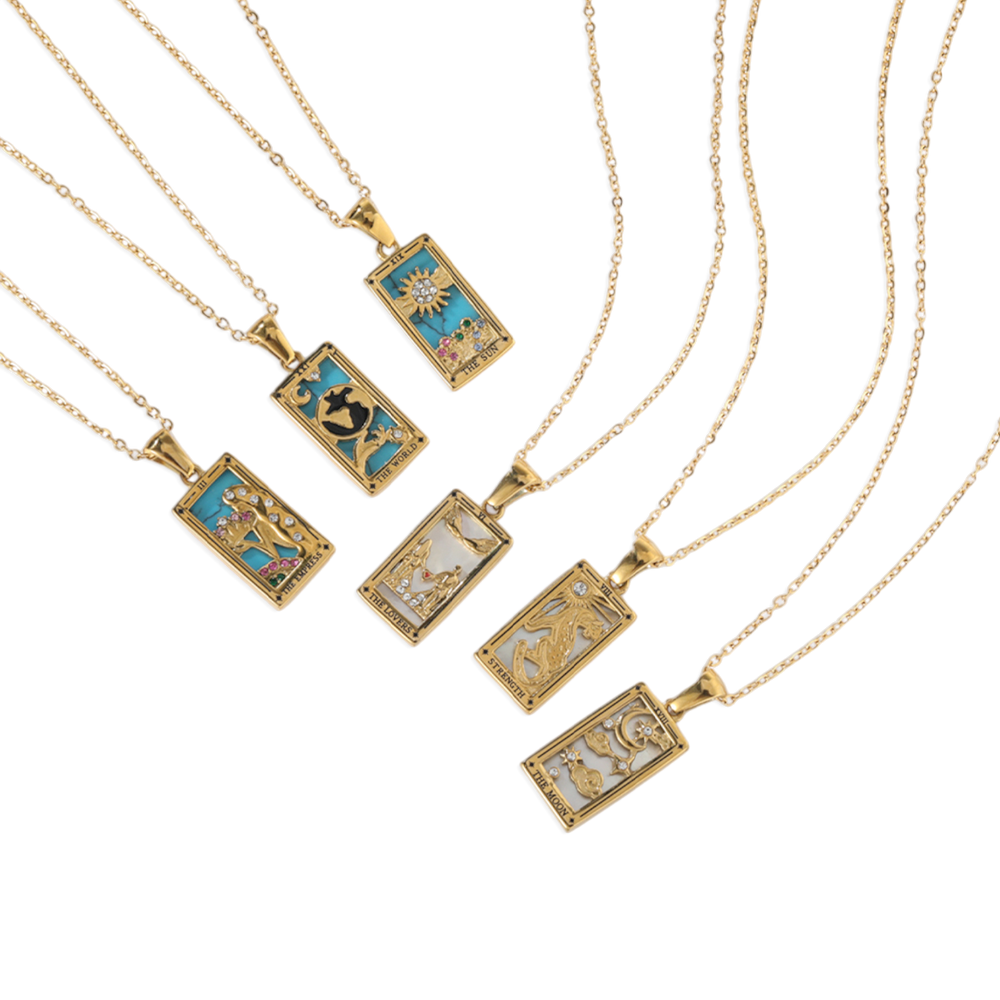 Tarot Card Necklace - The Sun / Gold
